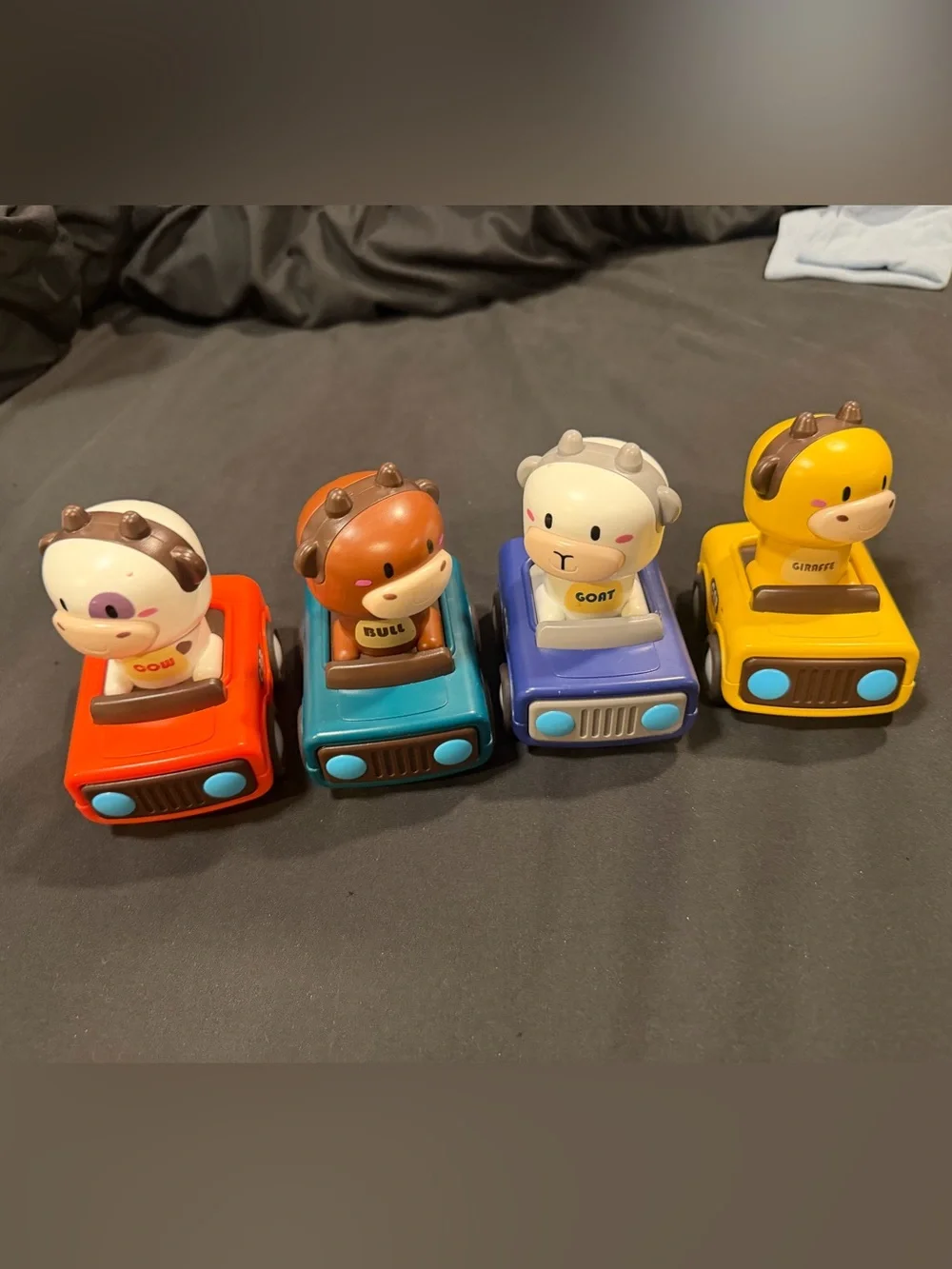 iPlay iLearn Press and Go Animal Toy Cars Set of 4 Toddler Friction Vehicles